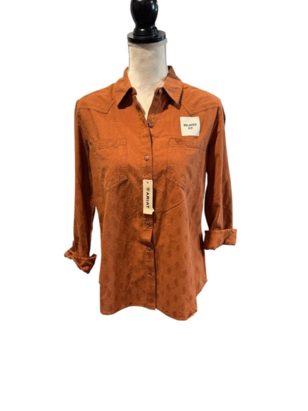 Women's Ariat Rust Button Down Shirt S